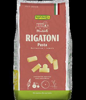 Mit den Rigatoni bringt Rapunzel eine Röhrennudel auf den Markt, die ideal dazu geeignet ist, richtig viel Pastasauce aufzunehmen!