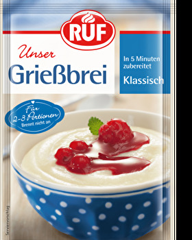 Der Grießbrei Klassisch von RUF gelingt im Handumdrehen und lässt nicht nur jedes Kinderherz höher schlagen.