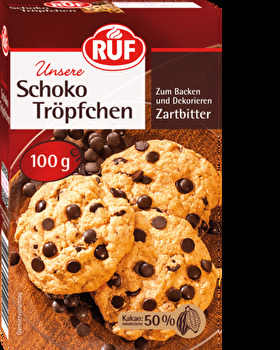Mit den Schoko Tröpfchen Zartbitter von RUF wird jedes Gebäck zum reinsten Schokogenuss.