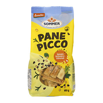 Das Pane Picco Sesam-Schwarzkümmel und feine Kräuter der Provence verleihen diesem Dinkel-Brotgebäck von Sommer sein nussig würziges Aroma.