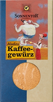 Trink Deinen Kaffee wie einst Aladin in 1001 Nacht. Mit Aladins Kaffeegewürz Tüte von Sonnentor lassen Kardamom, Zimt & Co den Kaffee himmlisch orientalisch duften und geben ihm ein ganz besonderes, sinnliches Aroma.