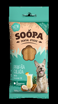 Die Kauknochen Paw-Na-Colada von Soopa kommen mit dem leckeren Geschmack von Kokos und Ananas daher und sind für Deinen Hund mal ein vollkommen anderes Leckerli!