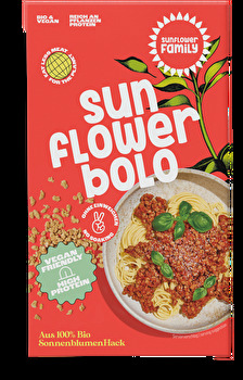 Mit der Sonnenblumenhack Bolognese von der Sunflower Family kommt die Sonne auf den Teller!