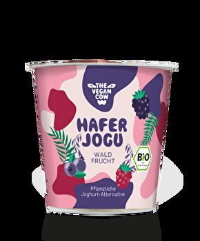 Die ganze Vielfalt der Waldfrüchte mit heimischen Hafer vereint The Vegan Cow in ihrem Haferjogu Waldfrucht.