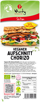 Der Chorizo Aufschnitt von Wheaty hebt sich von denen dir bislang bekannten Aufschnitten mit seiner unvergleichlichen Textur hervor.