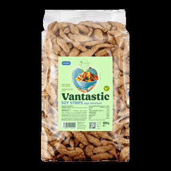 Die Soja Schnetzel von Vantastic Foods im Vorratspack. 1kg Soja Schnetzel lassen sich vielseitig verwenden.