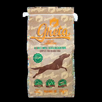 Die kleinen Kroketten von Greta im 2-Kilo-Pack sind ideal für kleine Hunde geeignet. Der Sack steht nicht so lange offen und die Kroketten sind auch kleiner! Jetzt günstig bei kokku im Veganshop kaufen!