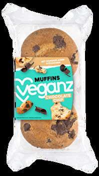 Die Muffins Chocolate Chip von Veganz sind eine süße Versuchung für alle, die keine Zeit oder keine Lust aufs Backen haben.