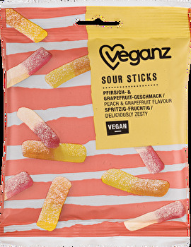 Die Sour Sticks von Veganz lassen es auf der Zunge kribbeln.