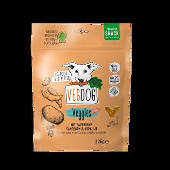 Die Veggies Immune von Vegdog sind ein leckerer Hundesnack, der mit Sanddorn und Curcuma das Immunsystem Deines Lieblings richtig ankurbeln! So ein Snack wird gern mal verfüttert!