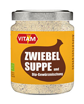 VITAM Zwiebelsuppe & Dip-Gewürz ist eine würzige Basis für Suppen und kalorienarme Trinkbouillons – und eine raffinierte Zutat für Dips und herzhafte Speisen.