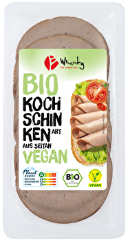 Veganer Aufschnitt nach Kochschinken-Art von Wheaty – Ein klassisches Fleischprodukt neu interpretiert, rein pflanzlich und herrlich saftig. Leicht geräuchert und vielseitig einsetzbar – ob kalt aufs Brot, in Salaten oder warm gebraten zu Pasta.