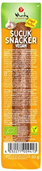 Der Sucuk Snacker von Wheaty ist eine kräftig gewürzte vegane Wurst nach Vorbild der bekannten türkischen Sucuk-Wurst.