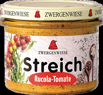 Der Rucola Tomate Streich aus dem Hause Zwergenwiese schmeckt total lecker auf einer frischen Scheibe Brot oder zu einem cremigen Dressing vermischt.