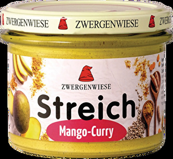 Der Mango-Curry Streich von Zwergenwiese ist ein wunderbar aromatischer Aufstrich auf Basis von Sonnenblumenkernen.