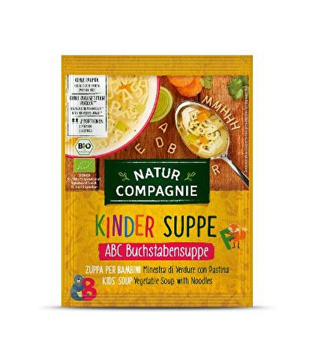 Die Kinder-Buchstabensuppe von Natur Compagnie ist eine feine Gemüsesuppe mit Nudeln die Spaß auf den Teller bringt.