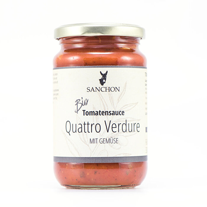 Die Tomatensauce Quattro Verdure von Sanchon enthält wesentlich mehr als nur Tomaten! So reich an allen möglichen Gemüsesorten, gibt sie ein gutes Beispiel ab, was als Tomatensauce alles möglich ist! Perfekt für die besondere Pasta nach mediterranem Vorbild!