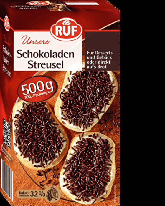 Die Schokoladen Streusel max von RUF veredeln jedes Gebäck und bieten Deko Spaß für jedes Alter.