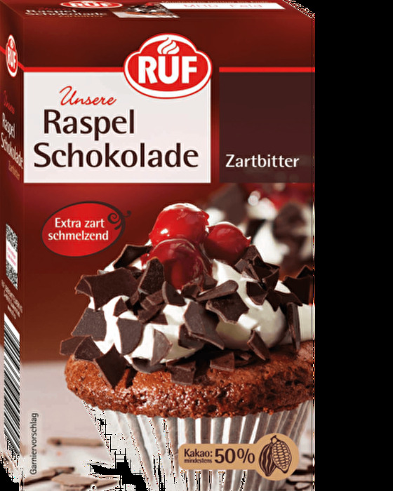 Die Raspelschokolade Zartbitter von RUF verleiht jeder Torte das gewisse Etwas.