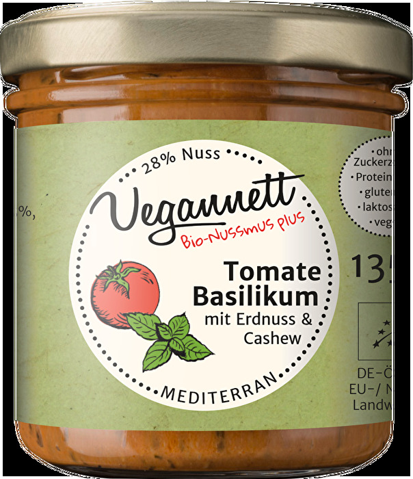 Mit dem Aufstrich Tomate Basilikum von Veganett holst du dir den Sommer aufs Brot.