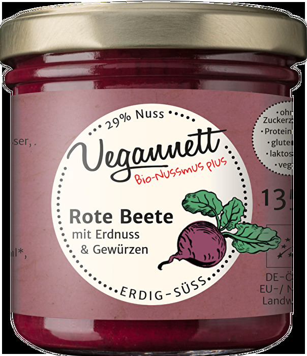 Der Rote Beete Aufstrich von Vegannett vereint Rote Beete mit Äpfeln und erlesenen Gewürzen.