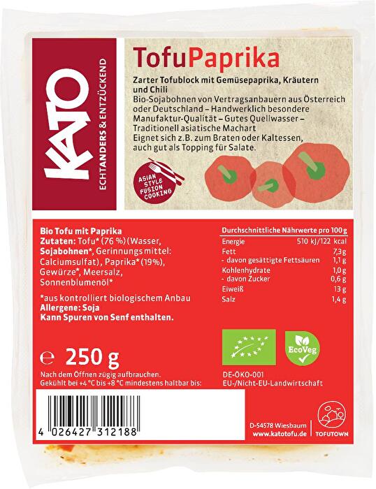 Der Tofu Paprika von Kato kommt mit einem satten Anteil von 19% Paprika daher. Ideal für direkt aufs Brot oder in den Salat. Auch bei warmen Gerichten lässt er sich gut an. Unbedingt mal probieren!
