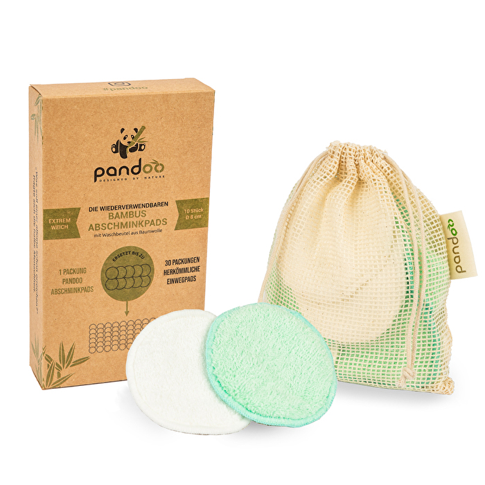 Die waschbaren und wiederverwendbaren Abschminkpads aus Bambusviskose von pandoo sind eine sinnvolle Alternative zu Einweg-Pads.
