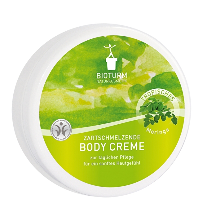 Die Body Creme Moringa von Bioturm ist eine hochwertige und schnell einziehende Körperpflege mit einem tropisch frischen Duft aus dem Moringabaum.