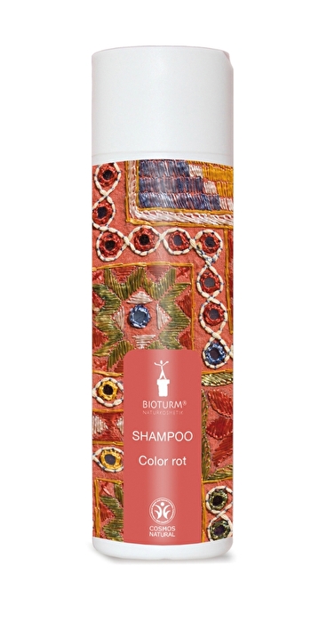 Das Shampoo Color Rot von Bioturm enthält eine spezielle Pflegeformel mit Henna-Extrakt.