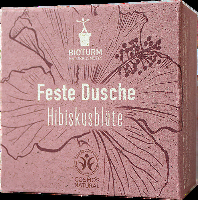 Die Feste Dusche Hibiskusblüte von Bioturm reinigt die Haut besonders mild und pflegt sie mit Bio-Kokoswasser und Bio-Sheabutter- für ein samtweiches Hautgefühl.