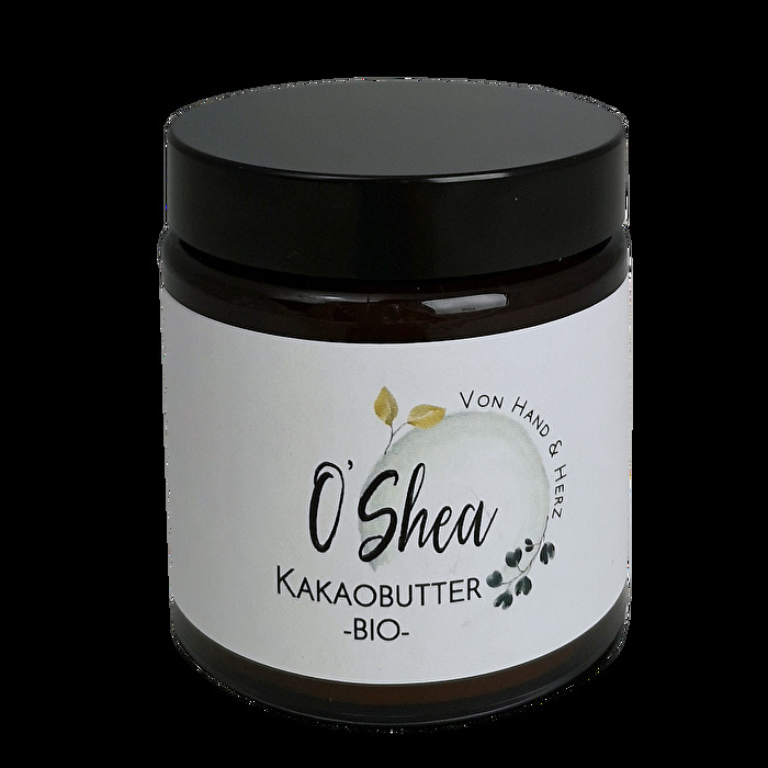 Die kaltgepresste Bio Kakaobutter von O'Shea eignet sich optimal für die Pflege von trockener, rissiger Haut oder zur Vorbeugung von Dehnungsstreifen und verwöhnt mit einem hauchzarten Kakaoduft.