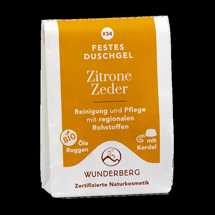 Festes Duschgel Zitrone Zeder von Wunderberg günstig im Veganshop bei kokku-online.de bestellen.