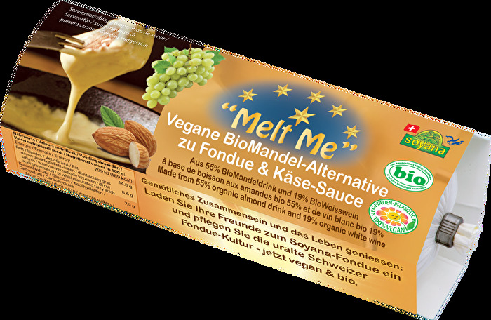 Mit der Melt Me – Vegane BioMandel-Alternative zu Fondue & Käse-Sauce von Soyana werden vegane Schlemmerträume wahr!