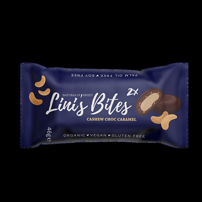 Was entsteht wenn zartschmelzende Cashew-Kokos-Creme auf vollmundige Schokolade und weichen Keks trifft? In diesem Fall sind es die grandiosen Cashew Choc Caramel Pralinis von Lini's Bites.