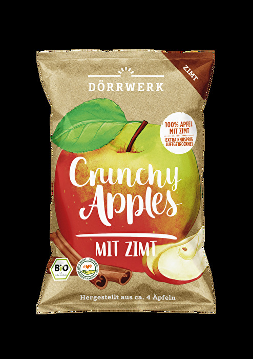 Bio-Crunchy Apples Zimt von Dörrwerk sind super knusprig, super fruchtig und herrlich verfeinert mit einer Prise Zimt.