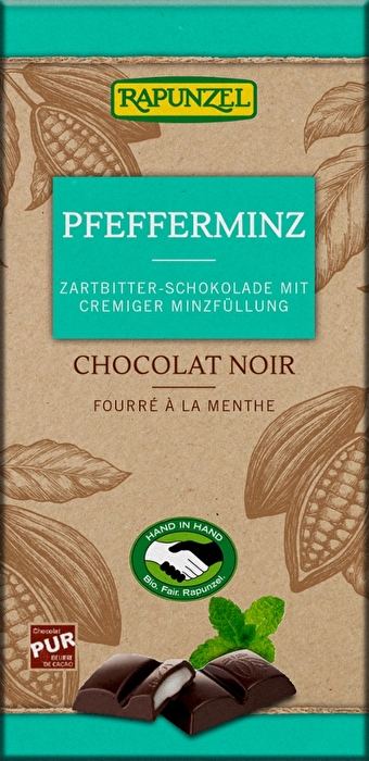 Die Zartbitter Schokolade mit Pfefferminzfüllung von Rapunzel ist eine ganz besondere und erfrischende Zartbitterschokolade.