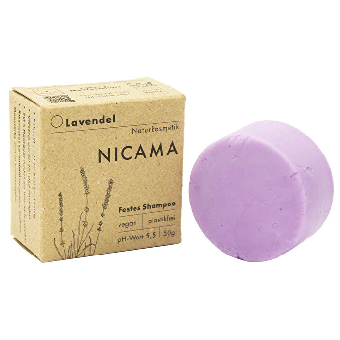 Das feste Shampoo Lavendel von NICAMA ist frei von Silikonen, Parabenen und anderen bedenklichen Inhaltsstoffen.
