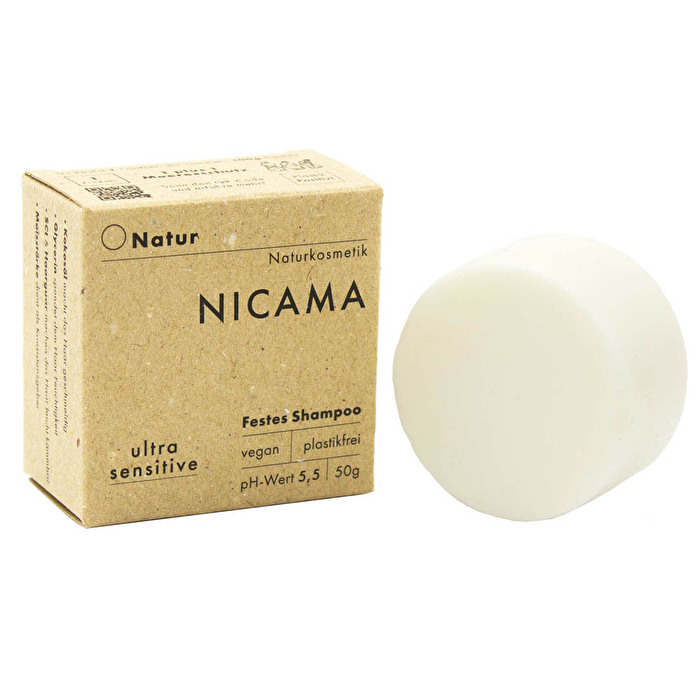 Das feste Shampoo Natur von NICAMA ist duft- und allergenfrei.