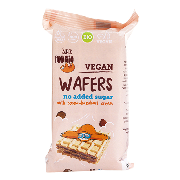 Die Vegan Wafers von Super Fudgio sind der optimale Pausensnack für alle, die gern was Leichtes und nicht zu Süßes knabbern wollen.