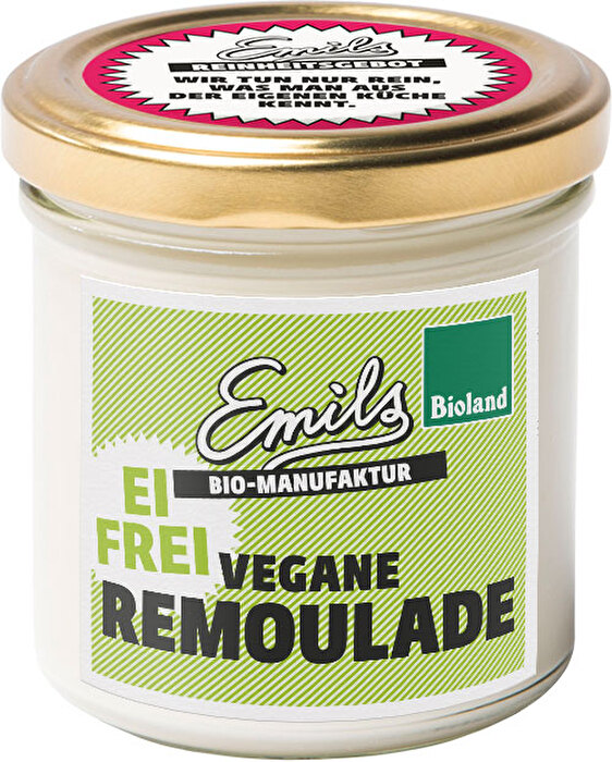 Die Vegane Remoulade von Emils Bio-Manufaktur kombiniert herrlich cremige Mayo mit feinen Bio-Kräutern und Gewürzen.