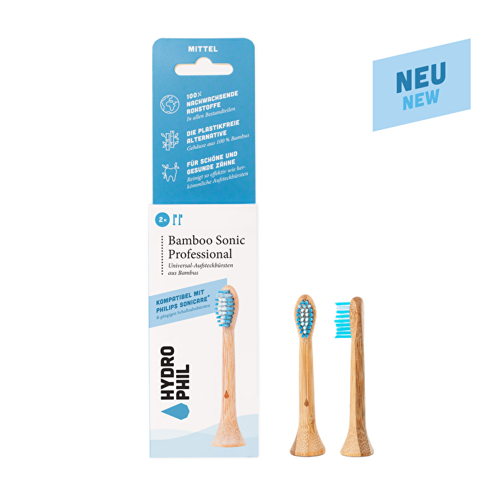 Die Bamboo Sonic Professional Universal-Aufsteckbürsten aus Bambus von NAIKED machen elektrische Zahnhygiene jetzt nachhaltig.