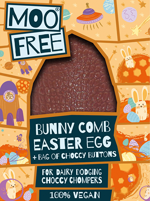 Die mehrfach preisgekrönte vegane Reisdrinkschokolade von Moo Free gibt es nun auch als °BunnyComb° Easter Egg.