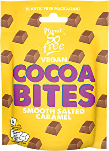 So Free Cocoa Bites Smooth Salted Caramel Konfekt von Plamil ist das Richtige für alle veganen Naschkatzen, die von salzigem Karamell und Schokolade nicht genug bekommen können.
