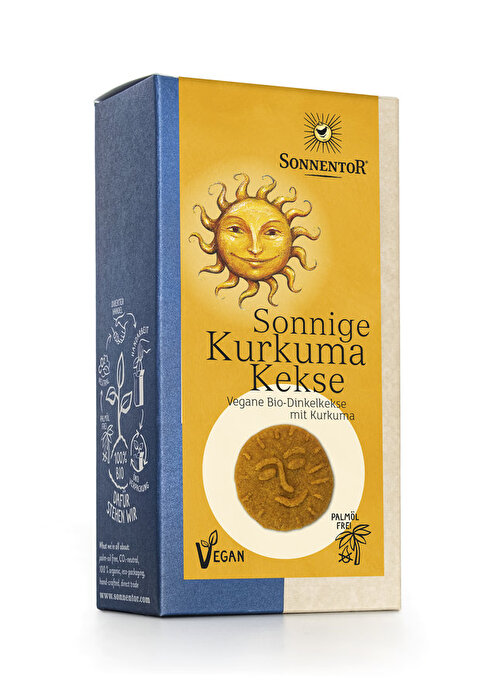 Die Sonnige Kurkuma Kekse von Sonnentor sind ein besonderer Genuss für Liebhaber des süßen Gebäcks! Die veganen Kekse aus Dinkelweizenmehl sind natürlich in Bio-Qualität hergestellt worden und werden mit Kokosblütenzucker gesüßt.