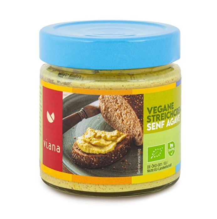 Die Streichcreme Senf Agave von Viana ist ein fein cremiger Brotaufstrich, der mit seinem würzigen Geschmack nach süßem Senf genauso besticht wie durch die Qualität seiner Zutaten aus biologischem Anbau.