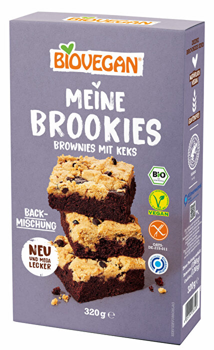 Als wären Brownies und Kekse an sich nicht schon verführerisch genug, vereint Biovegan in ihrer Meine Brookies Backmischung einfach das Beste aus der Gebäck Welt zu einem Produkt.