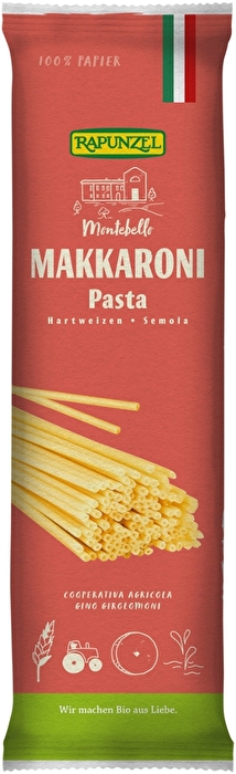 Die womöglich beliebteste Pasta Sorte bei Kindern und die verhassteste bei Eltern - die Makkaroni- gibt es auch von Rapunzel.