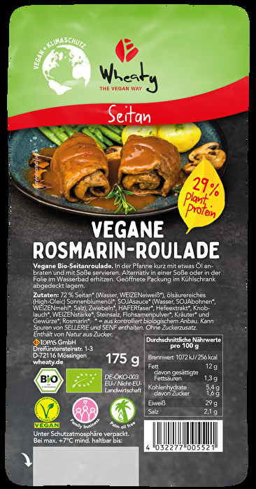 Mit den leckeren Rosmarin Rouladen hat Wheaty einen echten Klassiker in der veganen Ausführung auf den Markt gebracht.