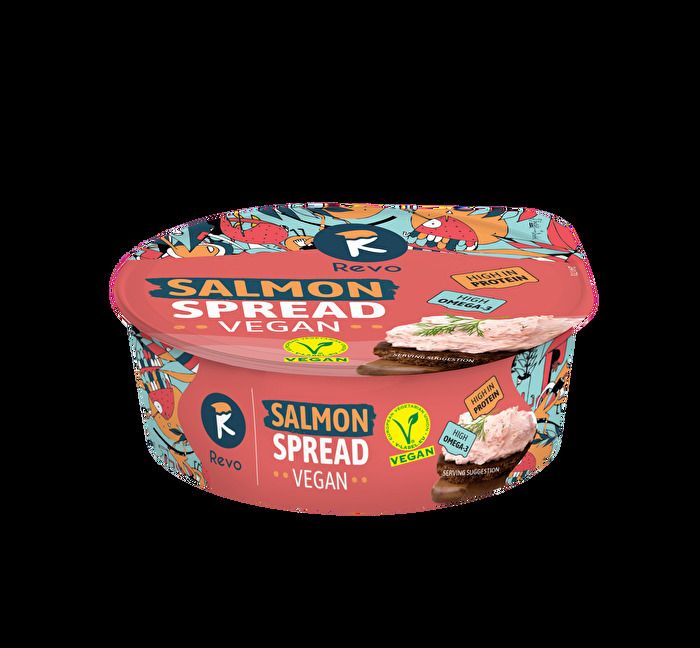 Der Salmon Spread von Revo ist ein veganer Lachs Aufstrich auf Basis von Erbsenprotein.