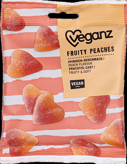 Wenn du die Fruity Peaches von Veganz naschst, wirst du ggf. an sommerliche Tage erinnert.
